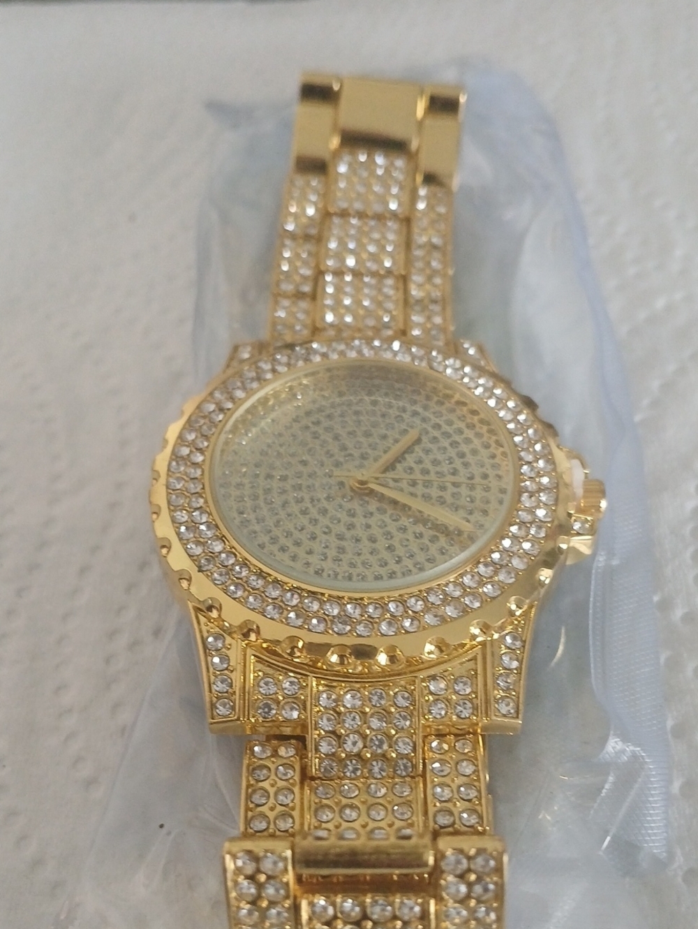 Gold Crystal-Embellished Women's Watch - Fashion Bracelet Style